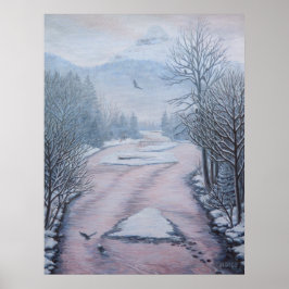 Winter Ligcape Painting 9 Eagles Cheakamus River Poster