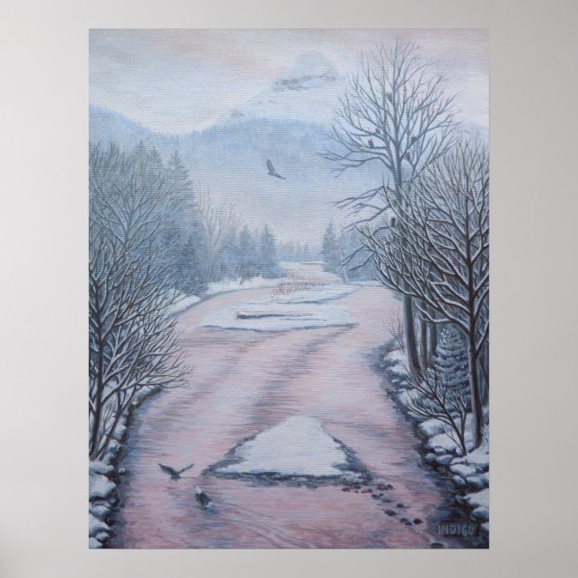Winter Ligcape Painting 9 Eagles Cheakamus River Poster (Framsidan)