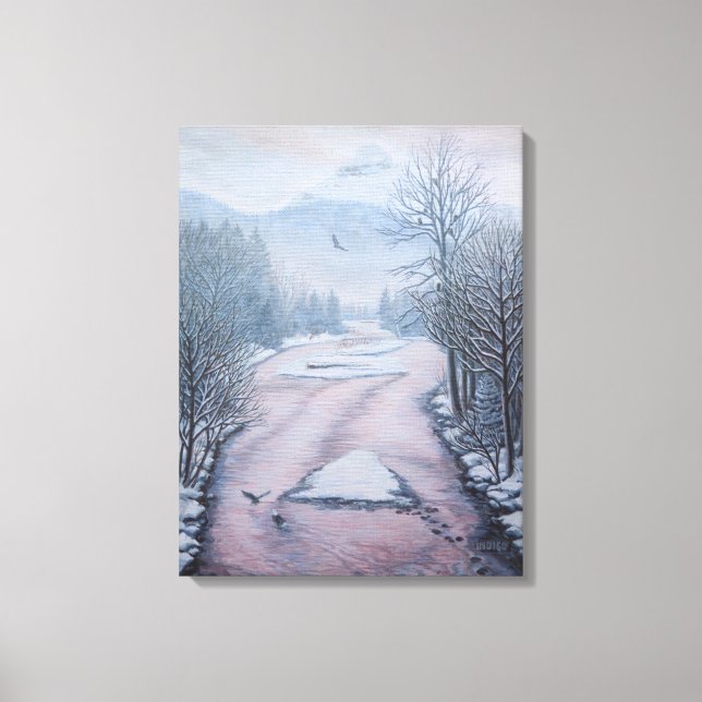 Winter Ligcape Painting 9 Eagles River Print Canvastryck (Framsida)
