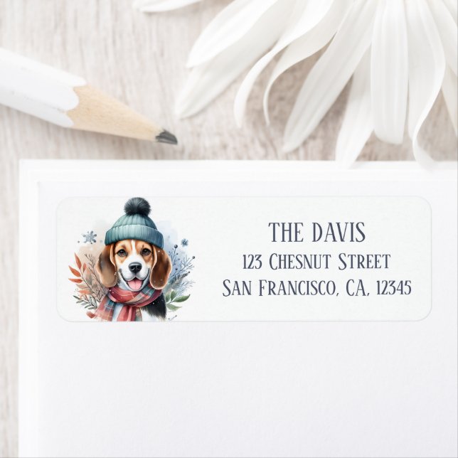 Winter Ligcape Scarf Beagle - Returadress Etikett (Insitu)