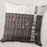 Winter Ligcape Träd Art Kudde<br><div class="desc">Den sista av Löven. Minimalistisk contemporary-landskapskonfärgning med träd under senare höst eller höst,  i början av vintern med ljusa,  färgstarka fallande löv på en svartvit abstrakt med svartvit och svart bakgrund. Originalkonst av Nic Squirrell.</div>