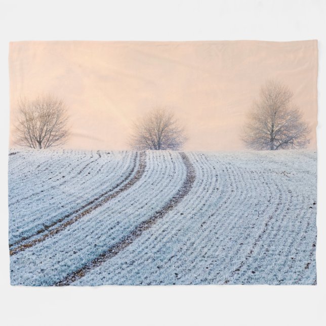 Winter Ligcape Träd med Hoarfrost - Fleecefilt (Framsidan (Horisontell))