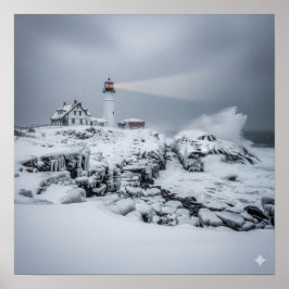 Winter Lighthouse Poster