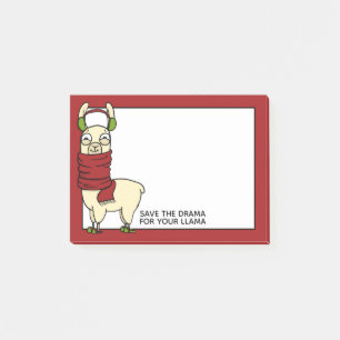 Winter Llama   I Ear Muffs och Tofflor Post-it Block