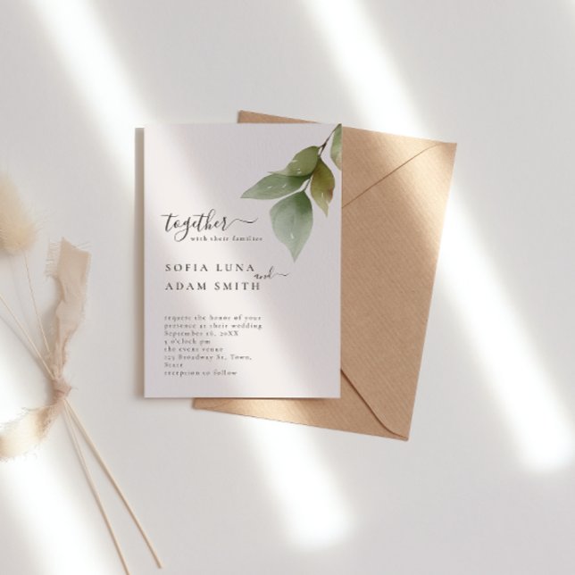 Winter Löv Blommigt Watercolor Bröllop Inbjudningar (Skapare uppladdad)