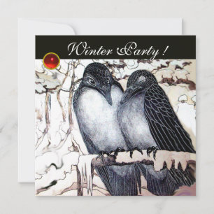 WINTER LOVE BIRDS BLACK WHITE RED GEM MONOGRAM INBJUDNINGAR