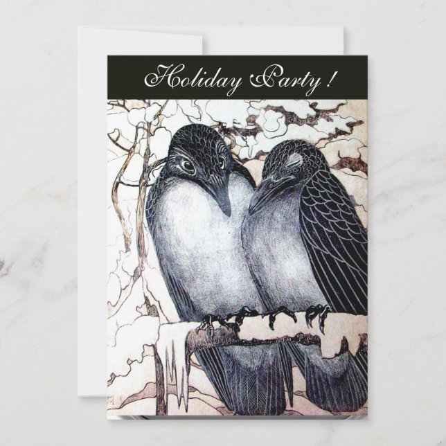 WINTER LOVE BIRDS BLACK WHITRED DAMASK MONOGRAM INBJUDNINGAR (Framsida)