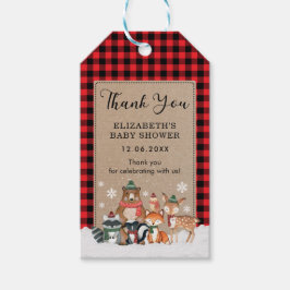 Winter Lumberjack Woodland Animals Tack Favor Presentetikett