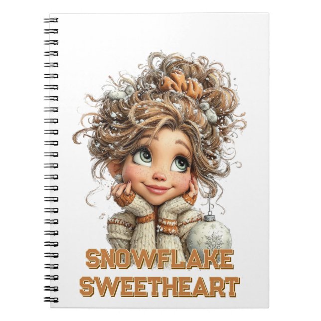 Winter Magic Cute Cozy Girl Spiral Notebook  Anteckningsbok (Framsidan)