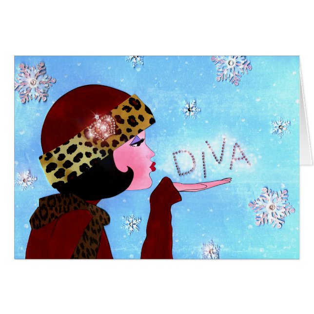 "Winter Magic" Diva Hälsningskort (Framsidan Horizontal)