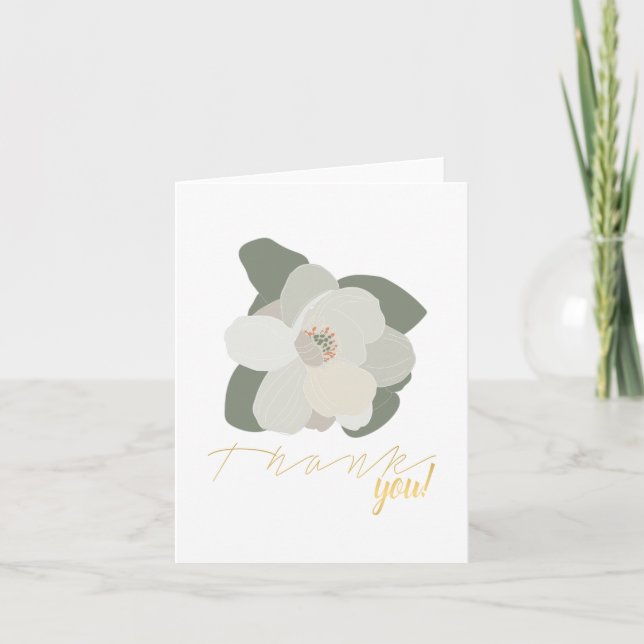 Winter Magnolia Flower Löv Tack Kort (Framsida)