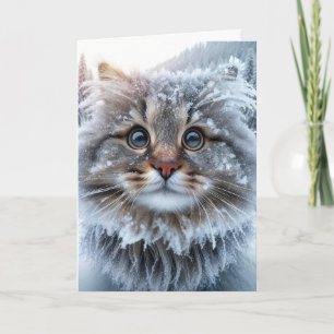 Winter Maine Coon Cat Birthday Humor Kort