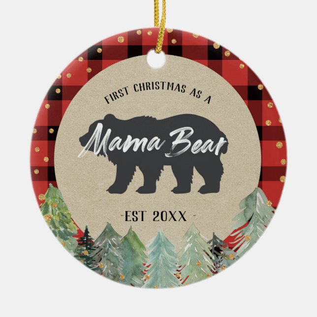 Winter Mamma Bear Rustic jul Ornament (Framsidan)