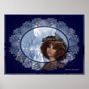 Winter Måne Design 2 Fantasy Woman Poster