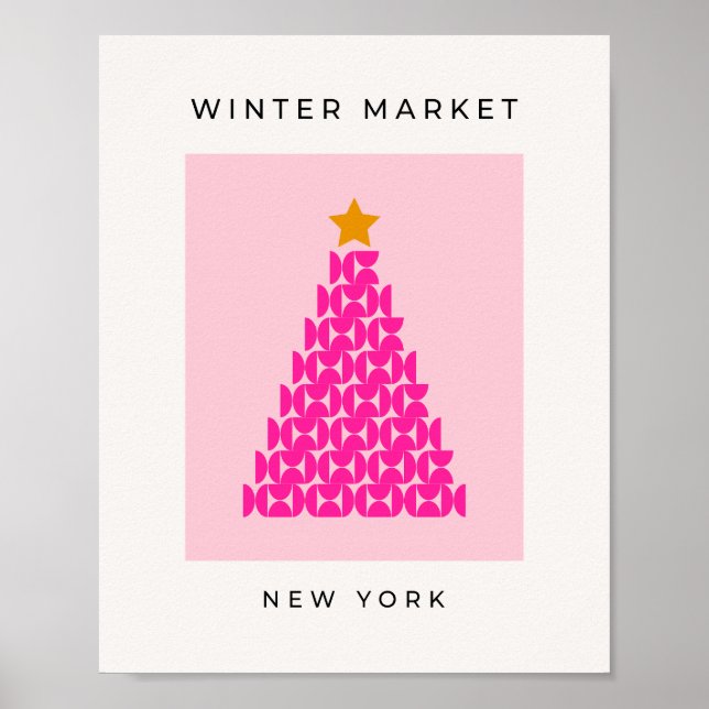 Winter Market 09 Preppy Rosa Julgran Poster (Framsidan)
