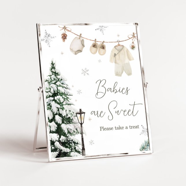 Winter Merry Little Barnkläders Spädbarn är Sweet Poster (Merry Little Winter Baby Clothes Baby Shower Babies are Sweet Sign)