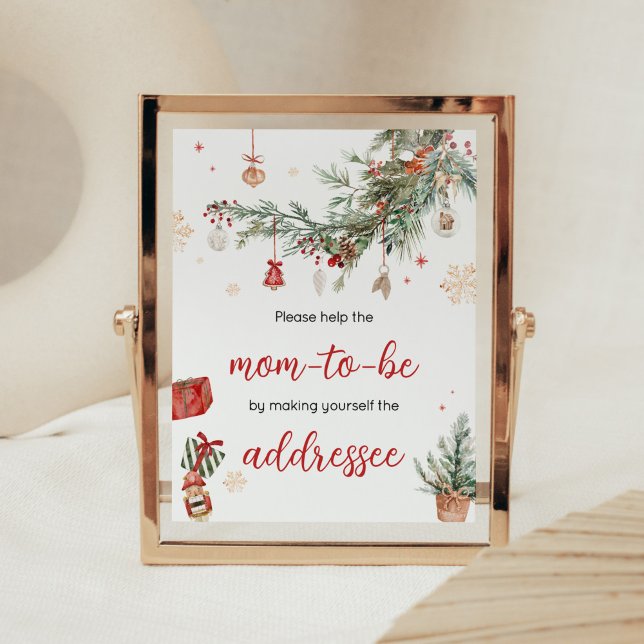 Winter Merry Little jul Kuvert Station Poster (Merry Little Winter Christmas Baby Shower Envelope Station Sign)