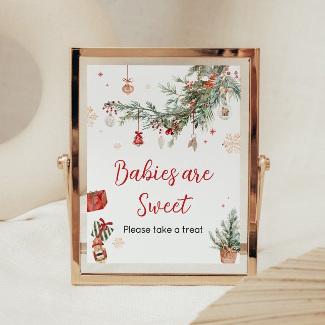 Winter Merry Little jul Spädbarn är Sweet Poster (Merry Little Winter Christmas Baby Shower Babies are Sweet Sign)