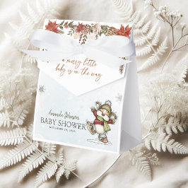 Winter Merry Skating Mouse Baby Shower Favor Boxes Presentaskar