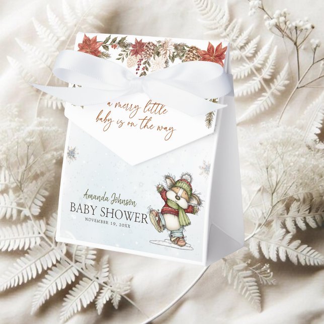Winter Merry Skating Mouse Baby Shower Favor Boxes Presentaskar (Skapare uppladdad)