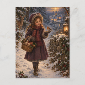 Winter Messenger Christmas Postcard Vykort