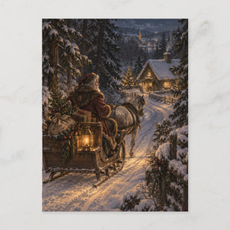Winter Messenger Christmas Postcard Vykort