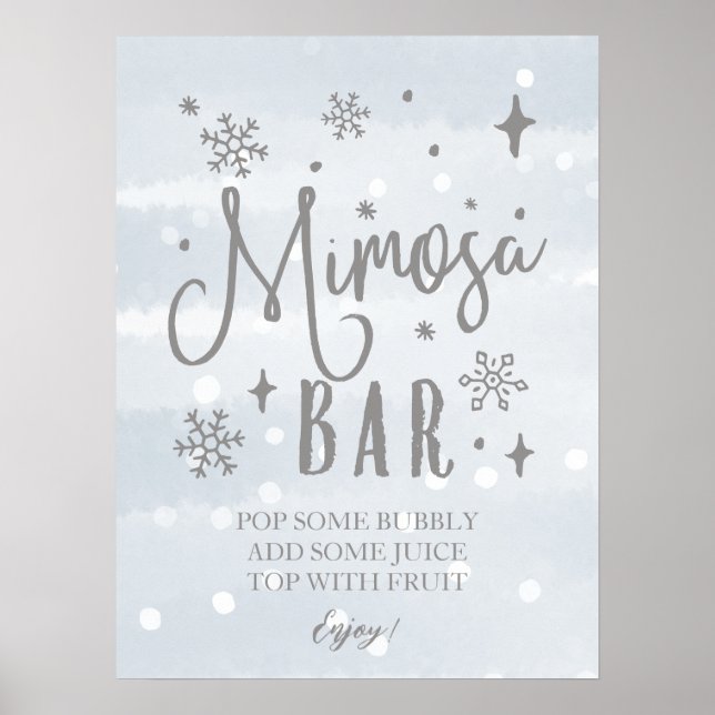 Winter Mimosa Winter Baby Shower-signatur Poster (Framsidan)