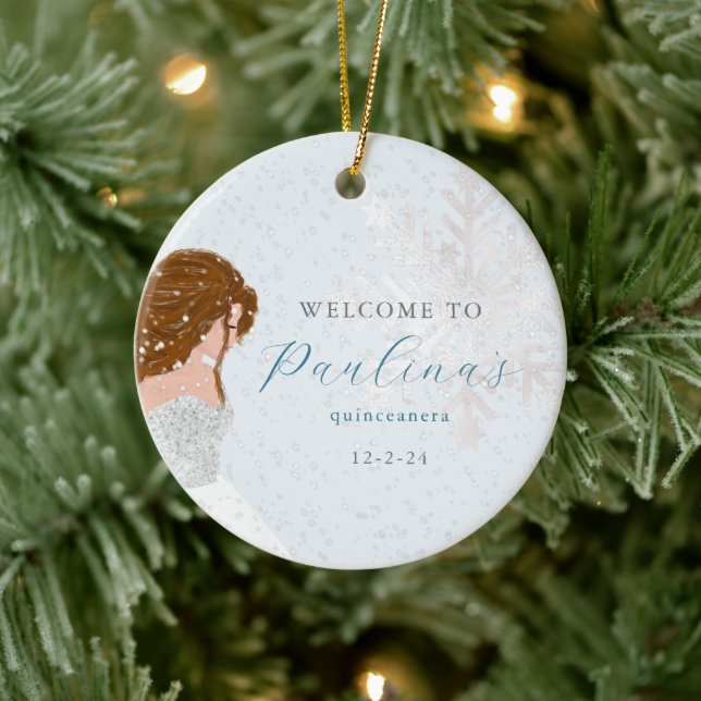 Winter Mis Quince 15:e födelsedagen Quinceañera Ph Julgransprydnad Keramik (Träd)