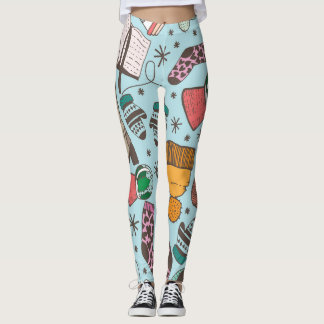 Winter Mode Doodle Sketch Mönster Leggings
