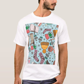 Winter Mode Doodle Sketch Mönster T Shirt