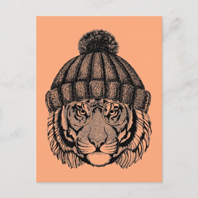 Winter Mode Redo Tiger Vykort (Framsida)