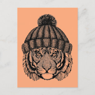 Winter Mode Redo Tiger Vykort