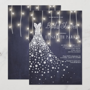 Winter-Möhippan i bröllop Dress Navy Chalkboard Inbjudningar