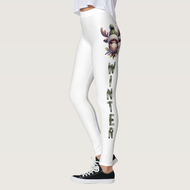 Winter Moose Theme Leggings (Vänster)