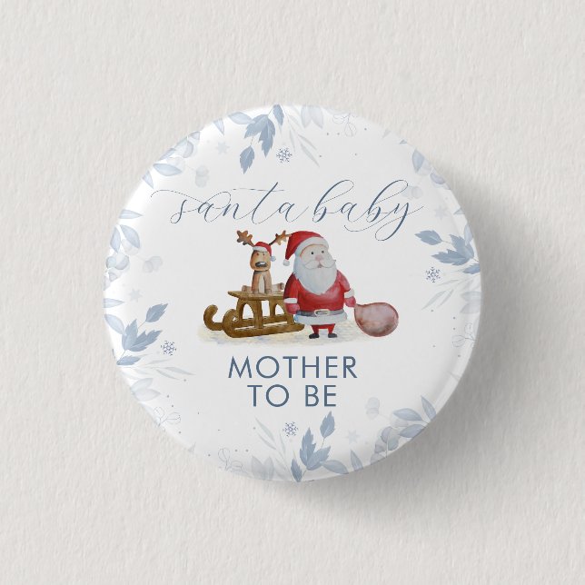 Winter Mother To Be Sleigh Santa Baby Shower  Knapp (Framsida)