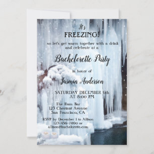 Winter Moukling Ljus Ice Crystals Bachelorette Inbjudningar