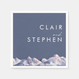 Winter Mountain Evening Bröllop Napkins Pappersservett