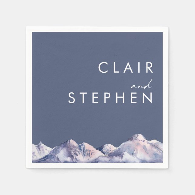 Winter Mountain Evening Bröllop Napkins Pappersservett (Framsidan)