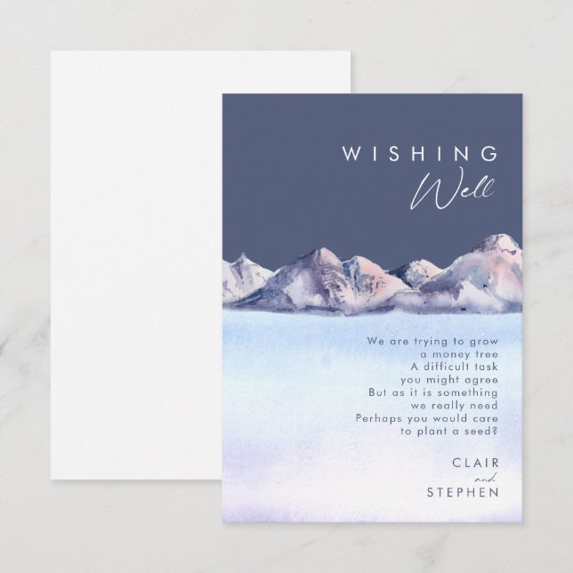 Winter Mountain Evening Bröllop Wishing Wishing-br Tilläggskort (Fram/baksida)