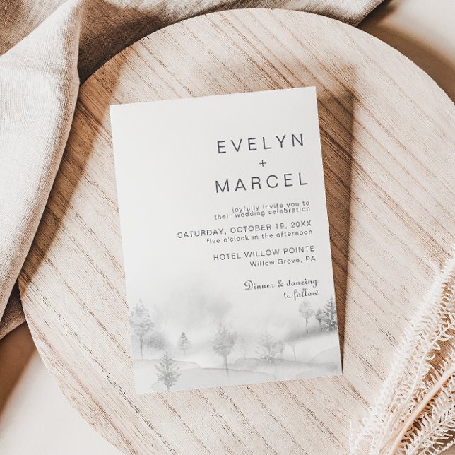 Winter Mountain Forest Bröllop Inbjudningar (Skapare uppladdad)
