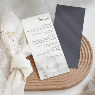 Winter Mountain Forest Bröllop Menu Meny