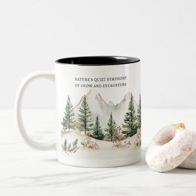 Winter Mountain Mug: Cozy Forest & Snow Två-Tonad Mugg (Med munk)