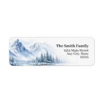 Winter Mountain Return Address Labels | Snowy Pine