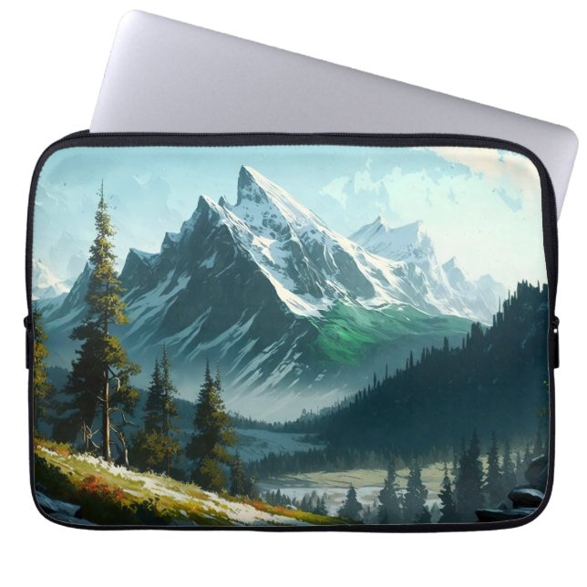 Winter Mountain Scene Laptop sleeve (Framsidan)