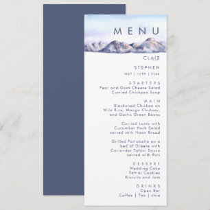 Winter Mountain Sunset Bröllop Dinner Menu Meny