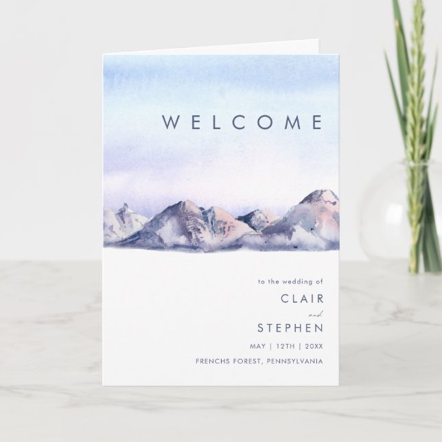 Winter Mountain Sunset Folset-Bröllopsprogrammet Program (Framsida)