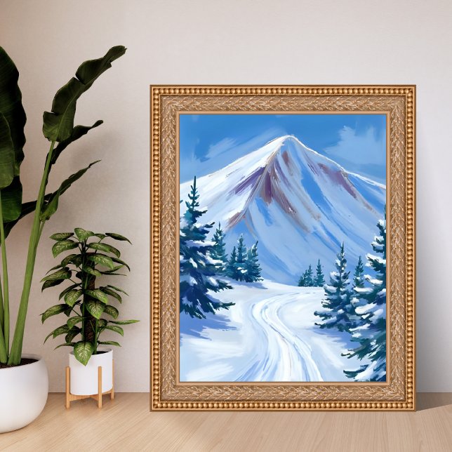 Winter Mountain Watercolor Snow Nature Landscape Poster (Skapare uppladdad)