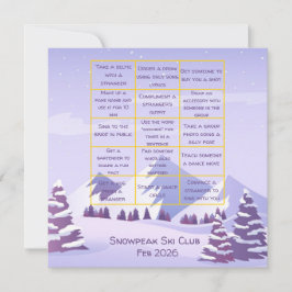 Winter Mountains Bachelorette Party Bingo Game Tack Kort