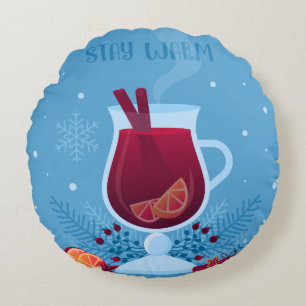 Winter Mulled Vin Rund Kudde