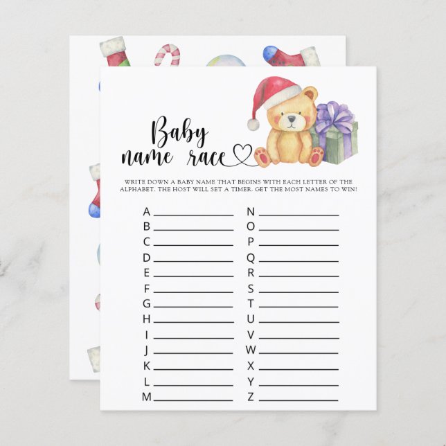 Winter nalle - Baby namn tävling (Fram/baksida)